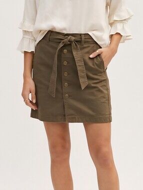 Tommy Hilfiger 100% Cotton Olive Green/Brown Mini Skirt, Sz 0